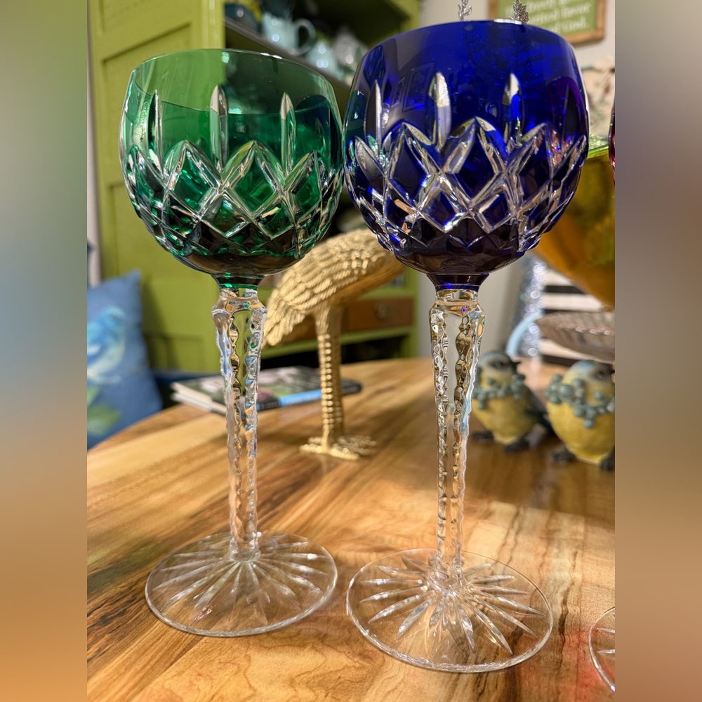 🆕 Ajka Arabella Hand-Cut Hock Crystal Wine Glasses – Set of 4 (Hungary) - Picture 7 of 10